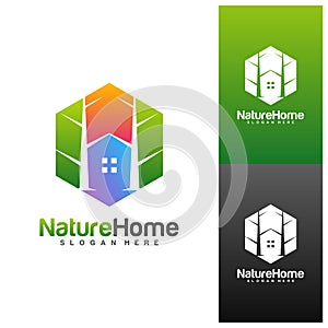 Green House Logo Template Design Vector. Nature Home Logo Concept. Icon Symbol