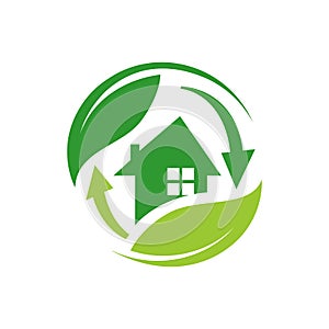 Green house logo vector. Eco green home. Eco Friendly house icon