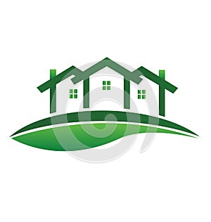 Green houses real estate community vector logo