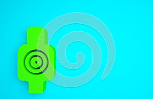 Green Human target sport for shooting icon isolated on blue background. Clean target with numbers for shooting range or