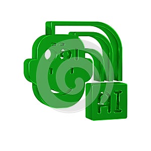 Green Humanoid robot icon isolated on transparent background. Artificial intelligence, machine learning, cloud computing