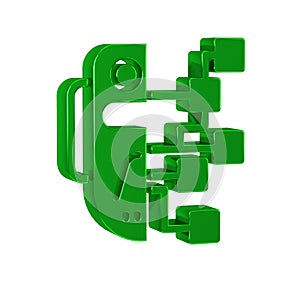 Green Humanoid robot icon isolated on transparent background. Artificial intelligence, machine learning, cloud computing