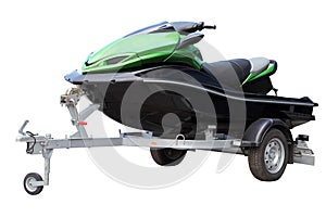 Green hydrocycle on the automobile trailer