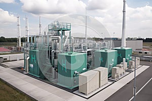 Green Hydrogen renewable energy production facility - green hydrogen gas for clean electricity solar and windturbine