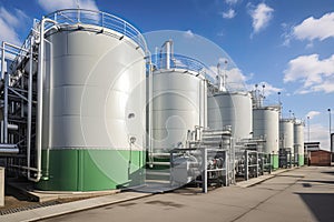 Green Hydrogen renewable energy production facility - green hydrogen gas for clean electricity solar and windturbine facility