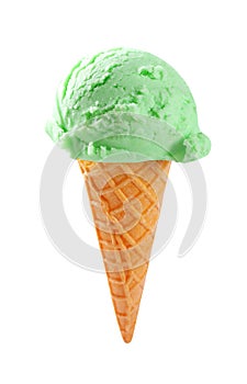 Green ice cream cone