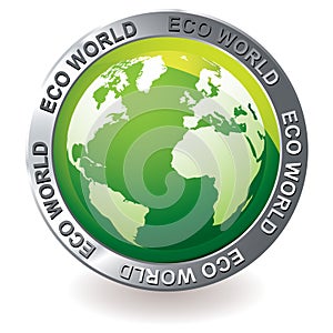 Green icon eco earth globe