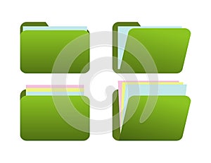 Green icons folder with 3 paper
