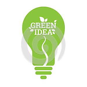 Green Idea Light Bulb Leaf Icon