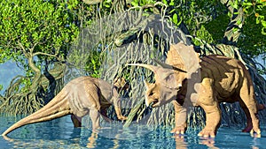 A green iguanadon dinosaur glade 3d rendering