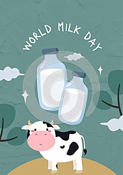 Green Illustrative World Milk Day Banner Poster photo