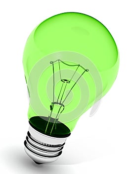 Green Incandescent Light Bulb photo