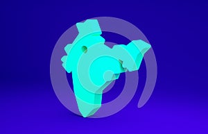 Green India map icon isolated on blue background. Minimalism concept. 3d illustration 3D render