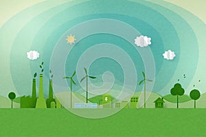 Green industry and alternative renewable energy.ESG as environmental social and governance concept.Paper art Vector illustration
