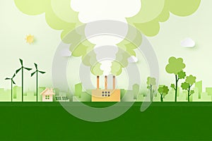 Green industry and alternative renewable energy.ESG as environmental social and governance concept.Paper art Vector illustration