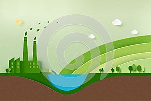 Green industry and alternative renewable energy.Green eco friendly background.Paper art of ecology and environment concept. Vector