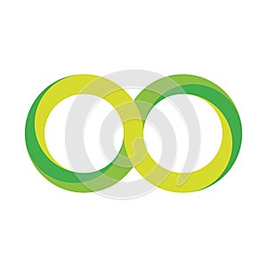 Green infinity symbol icon. 3D-like gradient design effect. Vector illustration