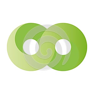 Green infinity symbol icon. 3D-like gradient design effect. Vector illustration