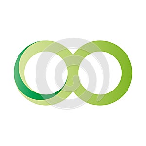 Green infinity symbol icon. 3D-like gradient design effect. Vector illustration