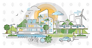 Green infrastructure vector illustration. Ecological city outline concept.