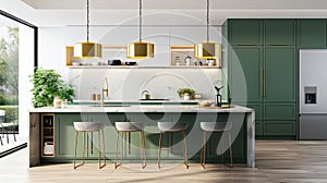 Green Infusion: The Chic Island Kitchen