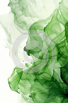 Green Ink Mixing With White Background