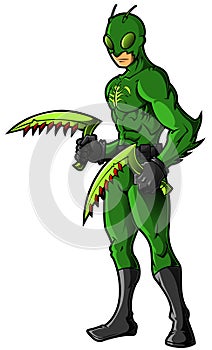 Green Insect Superhero or Villian