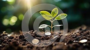 Green Investment Growth - Plants in Bulbs, Rising Money Concept