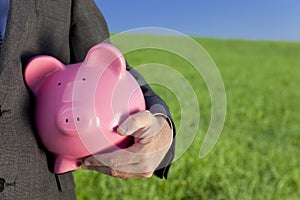 Green Investment Pink Piggy Bank