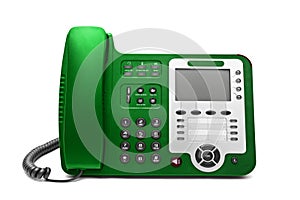 Green IP office phone isolated