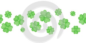 Green Irish symbol of Good Luck. Vector seamless pattern of green clover for St. Patrick Day greeting card design