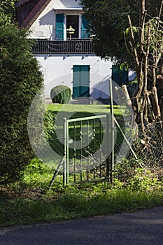 green iron garden gate door rural style