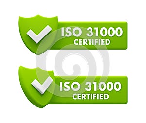 Green ISO 31000 Certified Badges - Risk Management Standards and Assurance Icons