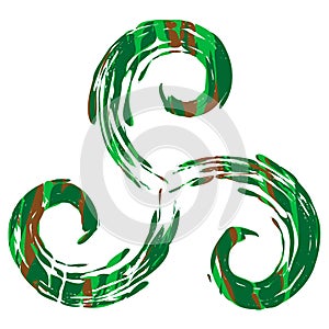 Green isolated celtic pagan symbol triskele