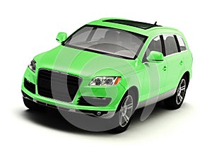 Green isolated comfortable SUV