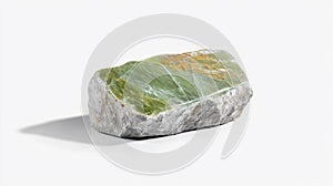 Green jade stone isolated on white background with shadows photo