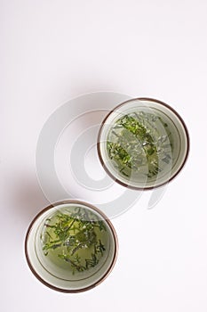 Green japanese tea cups