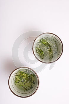 Green japanese tea cups photo