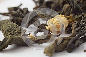 Green jasmine tea macro