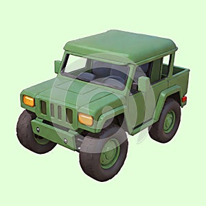 a green jeep army vehicle cartoon illustration