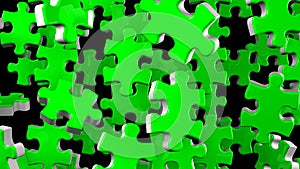 Green Jigsaw Puzzle On Black Background