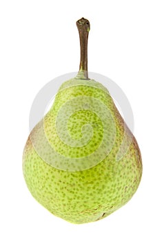 Green juicy pear isolated on white background