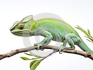 Green juvenile veiled chameleon  Made With Generative AI illustration