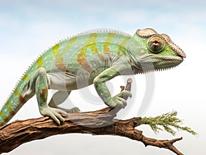 Green juvenile veiled chameleon  Made With Generative AI illustration