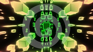 Green Kaleidoscope Mirror Mandala 3 Dimensional Box Loop