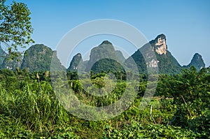 Green karst mountain landscape in Yangshuo