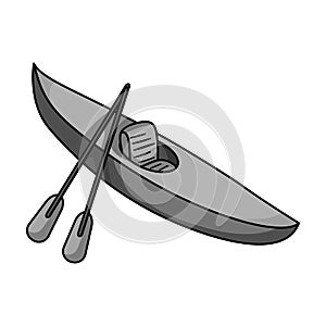 Green kayak for downhill on a mountain river.Sports water transport.Ship and water transport single icon in monochrome