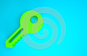 Green Key icon isolated on blue background. Minimalism concept. 3d illustration 3D render