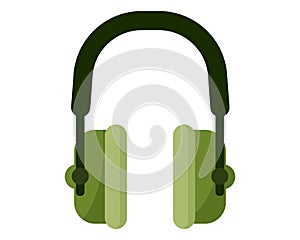 Green khaki military noise canceling earmuffs to protect ears while shooting