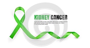 Green Kidney Cancer Awareness Symbolic Ribbon